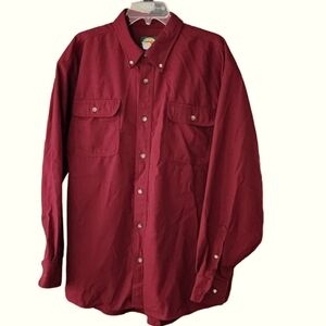 Cabela's Button-down Western Outdoors Burgundy Heavy Shirt Men's XL Reg‎